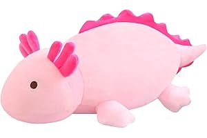 SQEQE Weighted Axolotl Plush Toy, Pink Axolotl Stuffed Animals Cute Axolotl Plush Pillow, Cute Weighted Stuffed Animals Gifts for Girls & Boys Age 3-12 (13.8" | 1.6 lbs, Pink Axolotl)