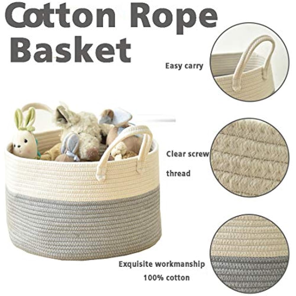 Inough Cotton Rope Storage Baskets With Handles Durable Large Bins Home