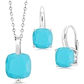 Gem Stone King 7.00 Ct Green Turquoise 925 Sterling Silver Pendant and Earrings Jewelry Set