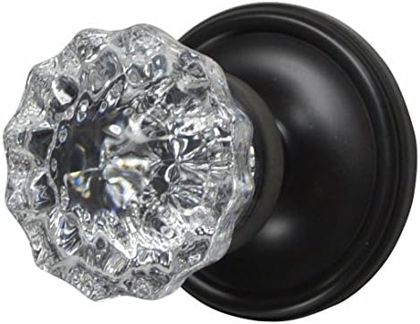 Privacy Locking Set - Crystal Regency Fluted Door Knob with Victorian Plate Rosette in Oil Rubbed Bronze