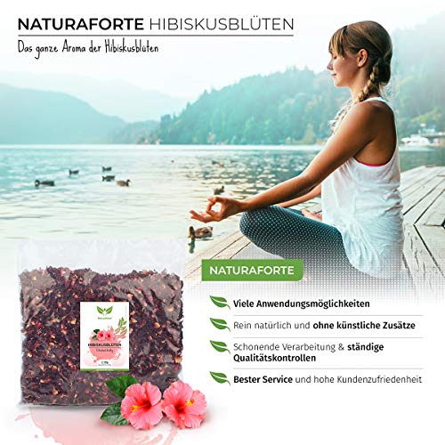 NaturaForte Hibiskusblüten getrocknet 1kg â Höchste Qualität, natürliche Hibiskus Blüten für Hibiskustee, fruchtig-säuerlicher Hibiscus Tee im Aroma-Beutel – Bild 6