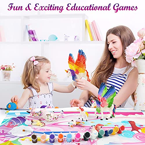 BenBen Unicorn Toys and Painting Kit, Kids Creative Arts and Crafts Supplies for Girls and Boys Aged 3+, Paint Your Own Unicorn with Activity Play Mat