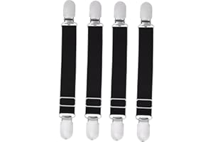 UPSTORE 4PCS Adjustable Stocking Garter Clips Non Slip Suspenders Elastic Straps Shirt Stay Holders Locking Clamps for Men Wo