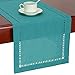 Grelucgo Handmade Hemstitch Teal Table Runner, Rectangular 14 by 90 Inch