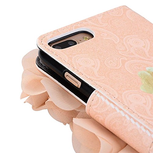 image for iPhone X Women Case, DMaos Cover Luxurious Cute 3D Flower Leather Wall