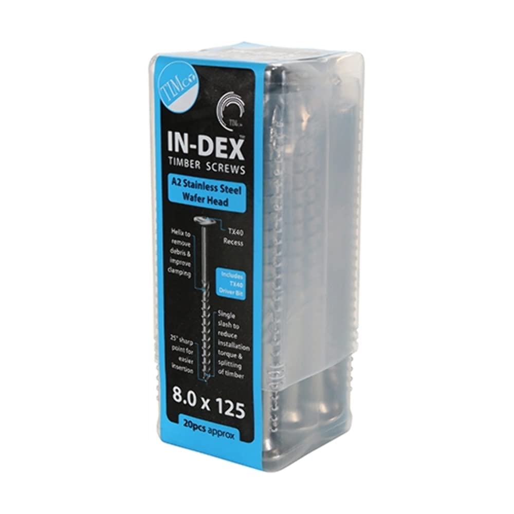 TIMCO Wafer Head A2 Stainless Steel Timber Screws - 8.0 x 150 - Tube of 20