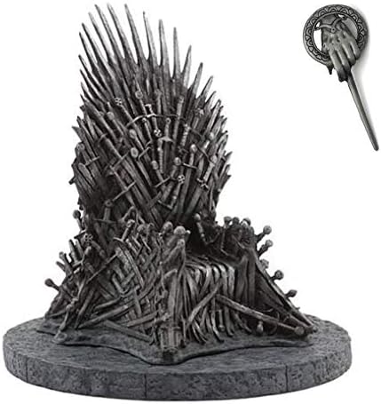HBO Games of Thrones Iron Throne Bundle | Season 8 Iron Throne 7" Replica | Includes A Free Ice and Fire Brooch Hand of The King Lapel Pin (Iron Throne 7in)