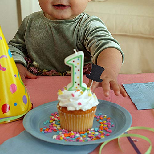 HOKPA Cupcake Toppers Mini Black Bowtie Mustache Hat Neckcloth Adult ceremony Birthday Celebration Decorations DIY Home Baby Shower Theme Party Food Fruit Cake Picks for Decor(24PCS) - Thumbnail 3