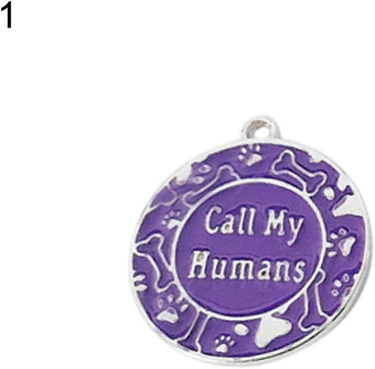 dontdo Fahion Pet Tag Call My Mom/Humans Print Dog ID Name Tag Anti-Lost Collar Pendant Purple 1