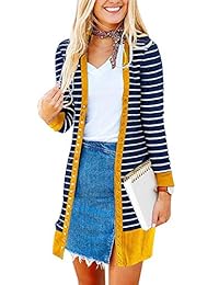Faatoop Women's Leopard Print Cardigan Open Front Casual Knit Coat Button Down Long Cardigan Sweater with Pockets