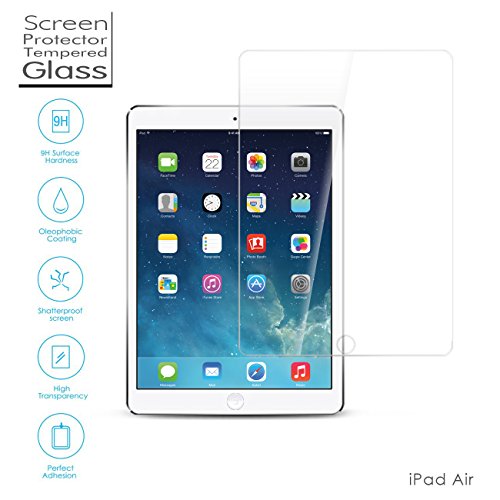 IPad Air 2 Screen Protector, DreamSky Tempered-Glass Screen Protectors For Ipad Air /Ipad Air 2 Ipad 5 -Premium Crystal Clear, High-Response Touch, 8-9H Hardness,0.3mm Thick, Bubble Free