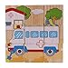 Rolimate Educational Preschool Wooden Cube Block Travel Jigsaw Puzzle - Train Car Ship airplane Excavator Ambulance, Birthday gift toy for age 3 4 5 Years Old and Up Toddler Kid Baby Children Boy Girl