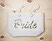 ELEGANTPARK Personalized Bride Jumbo Tote Bag Gold Sequin Wedding Bridal Shower Bachelorette Gift 100% Jute with Handle and Interior Pocket