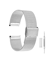bestgle correa de reloj, plata malla acero inoxidable correa de reloj de recambio pulsera de con hebilla de gancho para hombres y mujeres, (18mm)