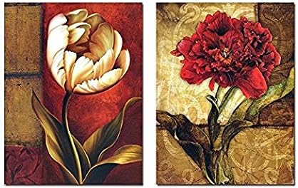 Smoosky Abstract Decorative Canvas Rich Flowers Hand Painting Modern Living Wall Art Decoration Decor of 2 Pieces Use for Home/wall Decoration