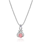 XUPING Crystal Necklace for Women Round Crystal Pendant Necklace Silver Flower Cubic Zirconia Necklace Anniversary Birthday Jewelry Gifts Valentine's Day Gift for Her Wife Mom Lady Daughte