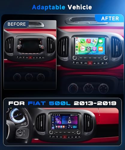 VECHTEL 4G+64G Android 15 Car Radio for Fiat 500L 2013-2019, 7 Inch HD Screen Car Radio co Carplay Android Car Wireless GPS Wi-Fi USB Bluetooth FM Radio RDS Rearview Camera
