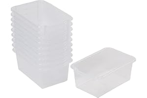 ECR4Kids Scoop Front Storage Bins, Multipurpose Organization, Clear, 10-Piece