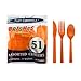 Party Essentials Hard Plastic Cutlery Combo Pack, 51 Pieces/17 Place Settings, Neon Orange