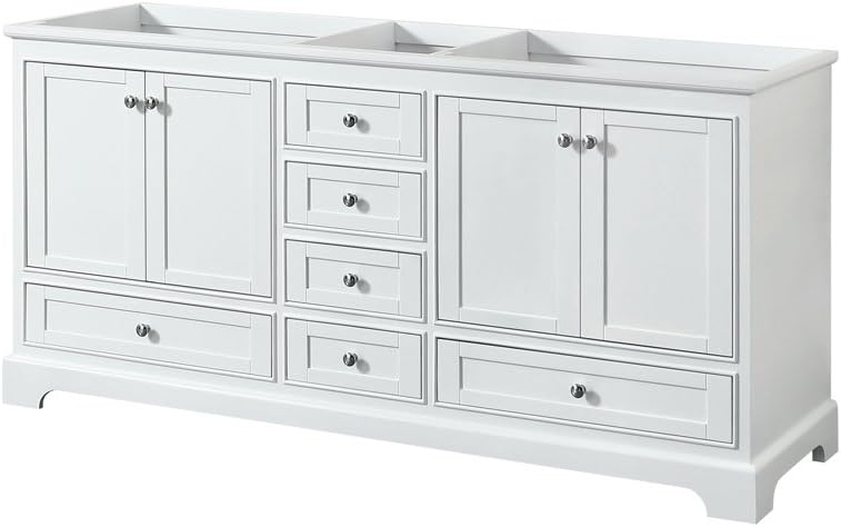 Wyndham Collection WCS202072DWHCXSXXMXX Deborah Double Vanity Cabinet, No Countertop, No Sinks, and No Mirrors, 72", White