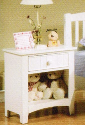 Night Stand with Storage Drawer in White Finish