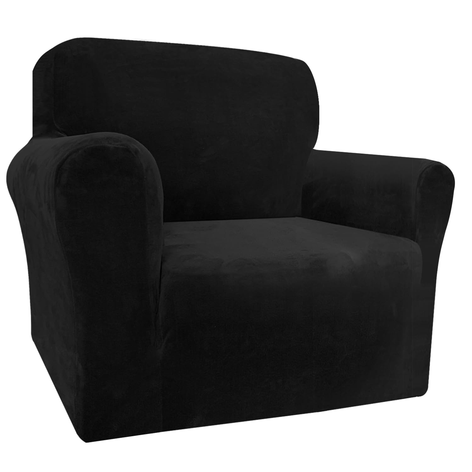 Granbest Premium Thicken Plush Velvet Armchair Cover 1 Seater High Stretch Couch Cover Super Soft Couch Slipcover Luxury Furniture Protector for Pets and Kids (1 Seater, Black)