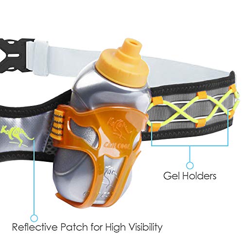 247 Viz Hydration Belt - Fits iPhone 8, X and Similar Phones - with 2 BPA Free Water Bottles and Pouch System - Running Fuel Belt & Runners Reflective Gear for High Visibility (Black)