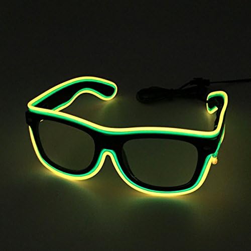 Two Colours EL Wire Glasses LED Rave Light Up Glasses Rave Glasses For Party Concert(Yellow/Green)