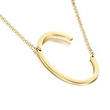 MOMOL Sideways Initial Necklace 18K Gold Plated