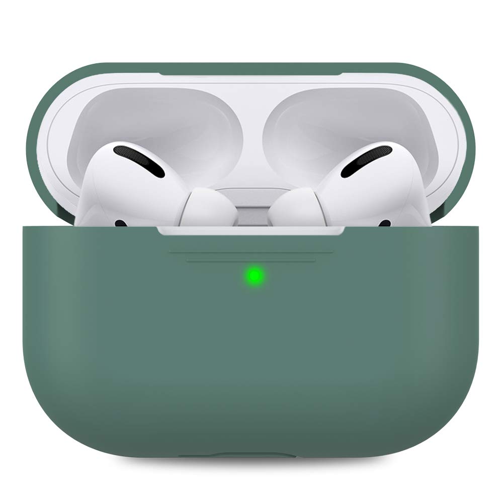AHASTYLE AirPods Pro Case Protective Cover [Front LED Visible] Compatible with Apple AirPods Pro 2019 (Without Carabiner, Pine Green)