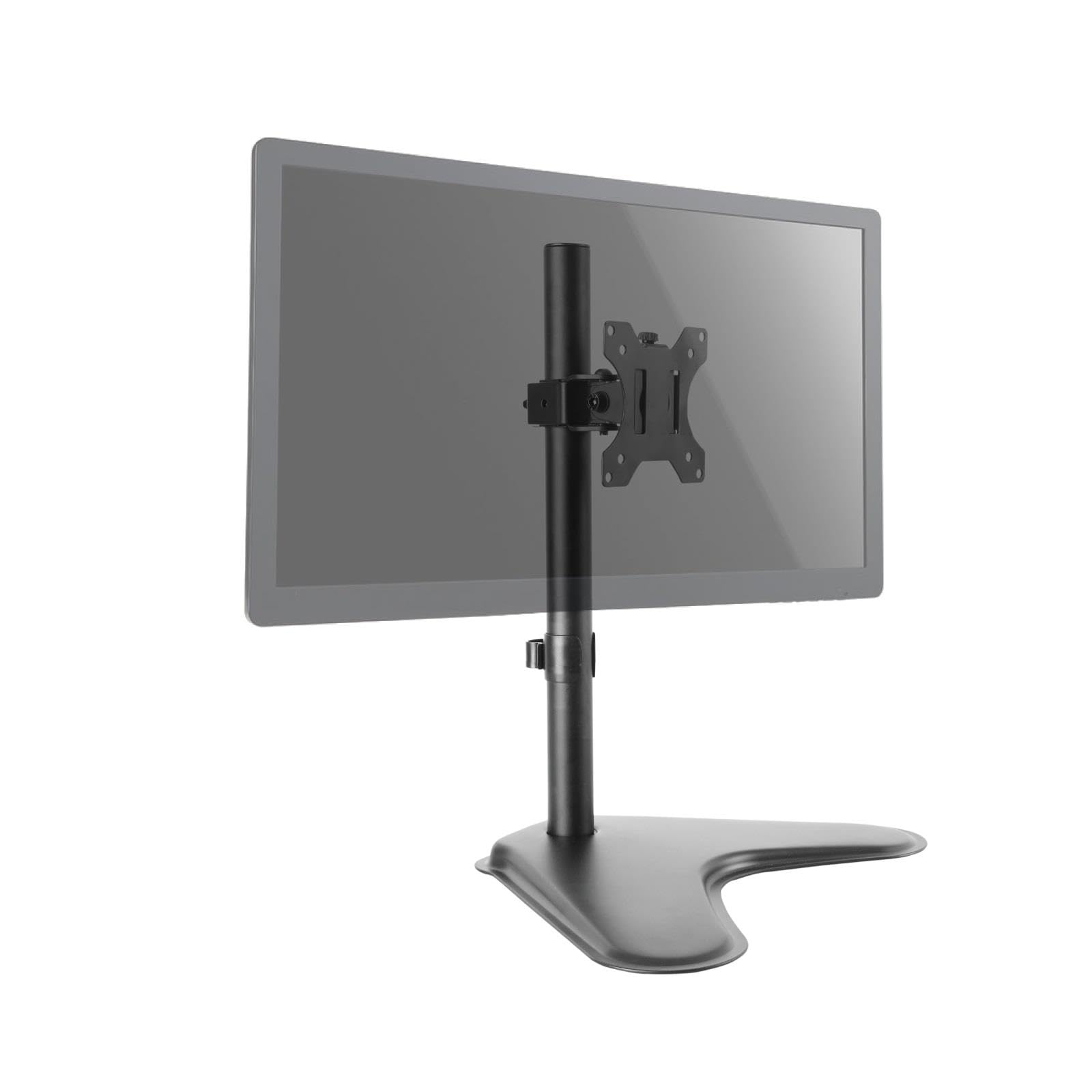 Dihl Single Arm Monitor Desk Stand, Monitor Mount for 13 to 27 Inch Screens, Height Adjustable Arms, Tilts 90°, Swivels 180°, Rotates 360°, VESA 75 or 100mm, Black