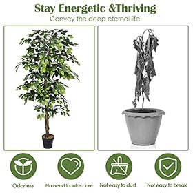 6 Ft Artificial Tree, 72 in Fake Tree, Faux Tree for Home Decor, Office, Lounge, Patio, w/t Green Leaves and Realistic… 514meCR31VL