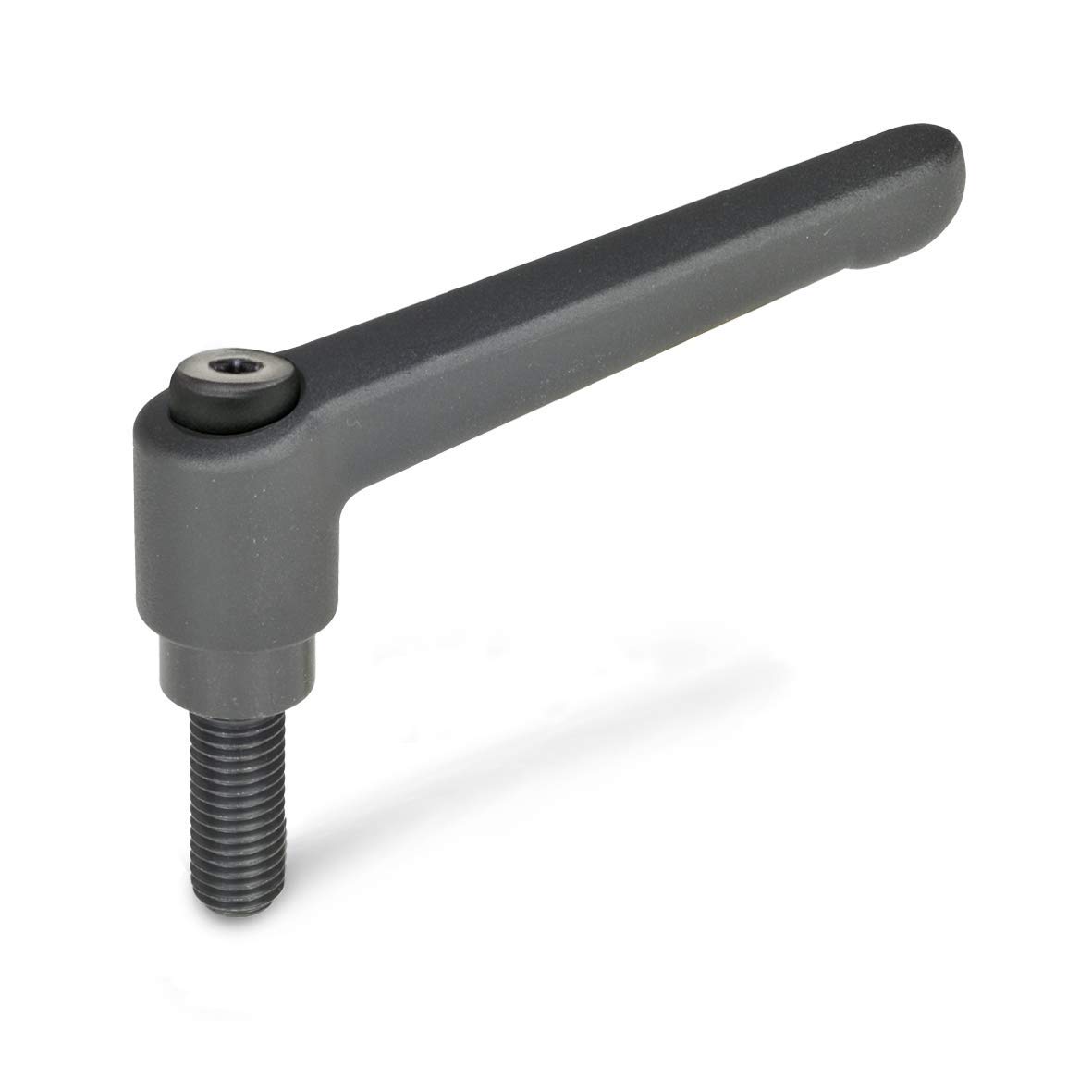 Ganter Standard Elements Adjustable Clamping Lever with Screw Thread – GN 300, Handle Length: 78 mm, Screws Burnished Steel Die-Cast Zinc Handle Black Plastic Pack of 1, Black, GN 300-78-M10-20-SW