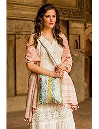 NOVICA Correa Ajustable con abalorio de lentejuelas floral algodón bolsa de hombro, "Garden Path