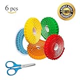 PROMOTIONAL OFFER LIMITED TIME - 5 Colors Block Tape Self-Adhesive Rolls Bonus Safety Scissors Lego Tape DYI Toy Building System Compatible With Lego Blocks Mayka Blocks - 15 Feet Long Total - 6 Pack