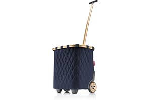 reisenthel carrycruiser Rhombus Midnight Gold - Portable Shopping Trolley with Sturdy Aluminum Frame, Shoulder Strap and Removable mesh Inner Bag -Water-Repellent