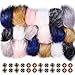 Anezus 18 Pieces Faux Fox Fur Pom Pom Ball with Press Button and Sewing Buttons for Knitting Hat Crocheted Hats Bag Charm Accessories Christmas Decoration