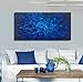 MyArton Textured Abstract Squares Canvas Wall Art Hand Painted Modern Dark Blue Oil Painting for Decoration Ready to Hang 48x24inch