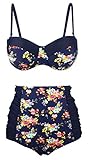 Angerella Women Vintage High Waisted Bathing Suits Swimwear Bikini