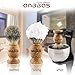 Shaving Set, Anbbas 4in1 Pure Badger Hair Shaving Brush Solid Manchurian Ash Wood Handle,Black Broken-Resistant Acrylic Shaving Stand,Stainless Steel Shaving Bowl Dia 3.2 inch and Goat Milk Soap 100g