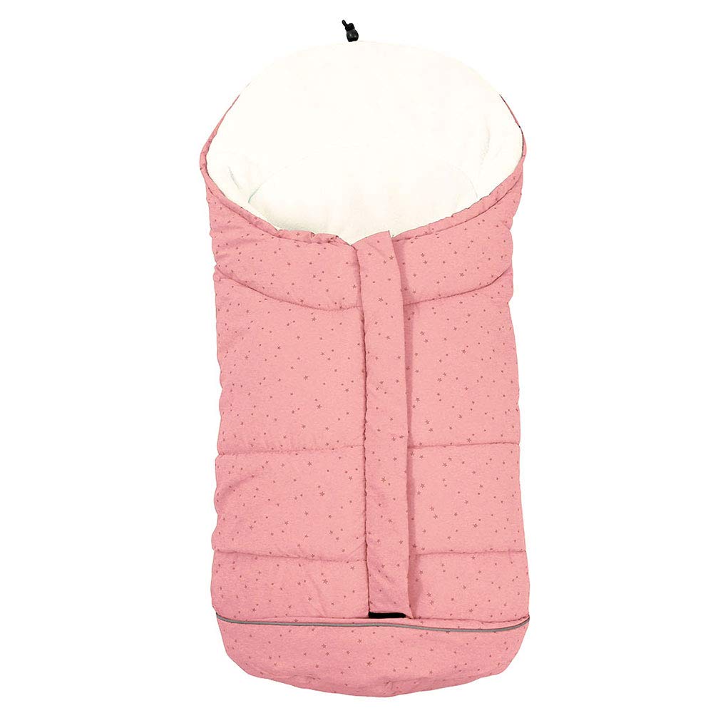 Fußsack Babyschale Kinderwagen Buggy Winterfusssack Tragewanne Baby Schlafsack Winter Fußsack mit 3 Reißverschluss für Baby von 0-6 Monate (Rosa-Sterne)