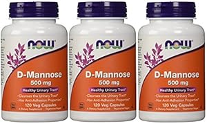 Now Foods D-mannose Healthy Urinary Tract 500 Mg 120 Veg Capsules (Pack of 3)