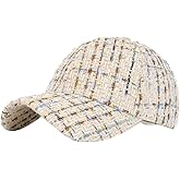 Women's Stylish Plaid Tweed Baseball Cap Fall Winter Classic Casual Dad Hat Fashion Adjustable Hat