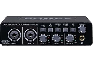 BOMGE U202 USB Audio Interface with Mic Preamplifier XLR/TSR/TS Ports,48V,32-Bit/192kHz Resolution fro computer recording,Streaming,Podcasting