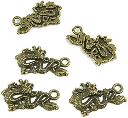 40 PCS Ancient Antique Bronze Fashion Jewelry Making Crafting Charms Findings Bulk for Bracelet Necklace Pendant Retro Accessoires Lots Vintage P3JF5D Chinese Dragon
