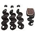 Grand Nature 9A Unprocessed Brazilian Virgin Remy Human Hair Extensions Body Wave Bundles Deal Natural Black Color Can Be Dyed Bleached (With Lace Closure)
