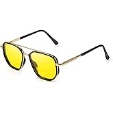 SODQW Night Vision Aviator Glasses for Women Polarized Tangle free Anti-Glare Night Driving Glasses with Yellow Lens