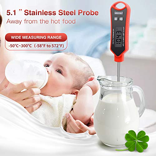 Meat Thermometer,Instant Read Digital Thermometer Waterproof with Super Long Probe for BBQ, Meat, Candy, Oil,Liquid, Milk Home Grilling Cooking Kitchen Thermometer