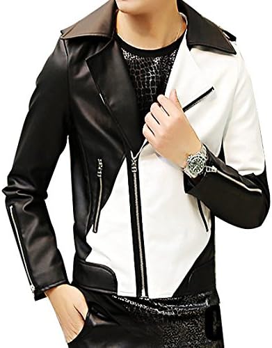 Amazon Co Jp バイカラー白黒切替wライダースジャケット メンズファッション 服 ファッション小物