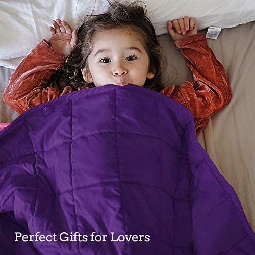 ZonLi 100 Cotton Small Weighted Blanket 5 lbs(36''x48'', Pink/Purple